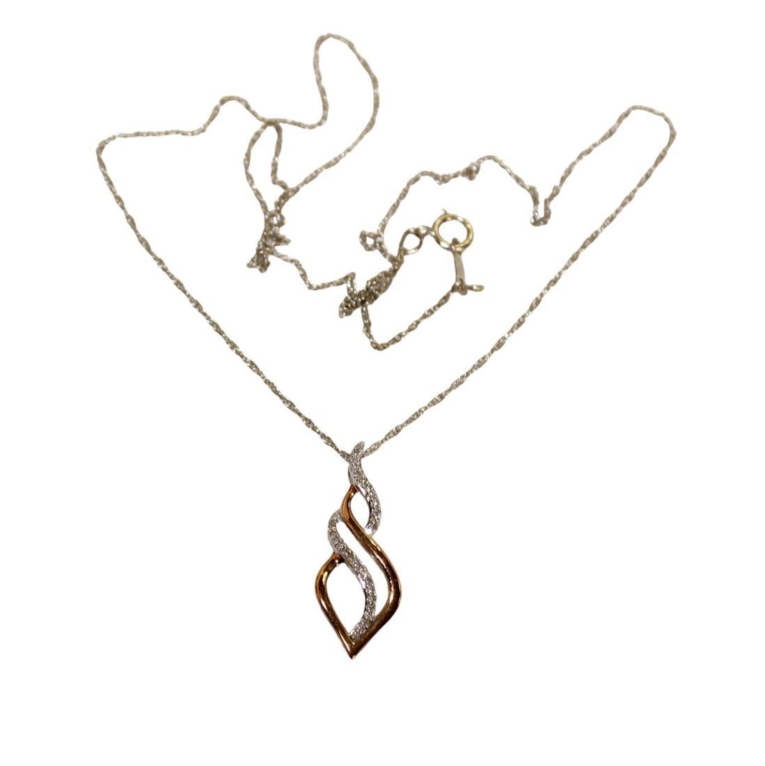 .22ct diamond in solid 10k rose gold pendant on a sterling silver chain (1 of 3)