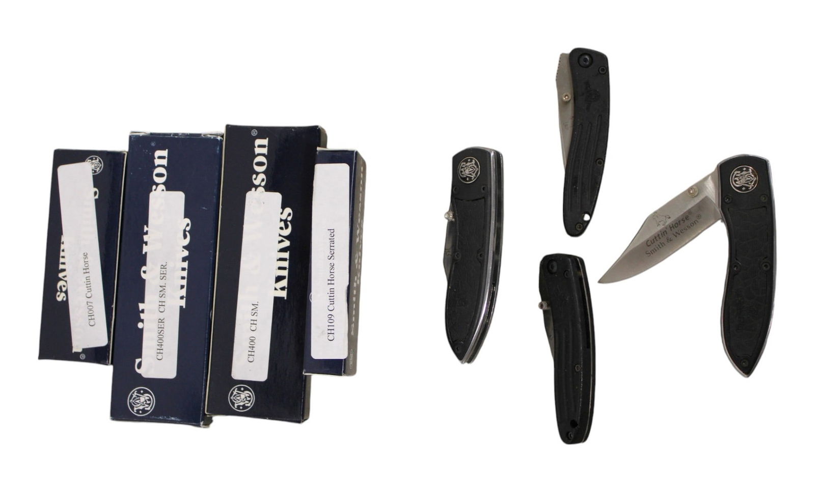 4 Smith & Wesson Knives, CH007, CH109, CH400SER, CH400, sticky (1 of 2)