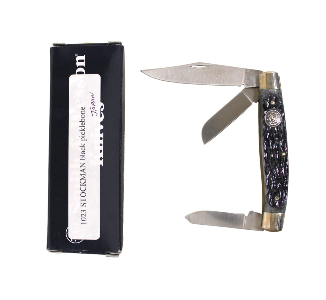 Smith & Wesson 1023 Stockman Black Picklebone Knife, Japan: Smith & Wesson 1023 Stockman Black Picklebone Knife, Japan