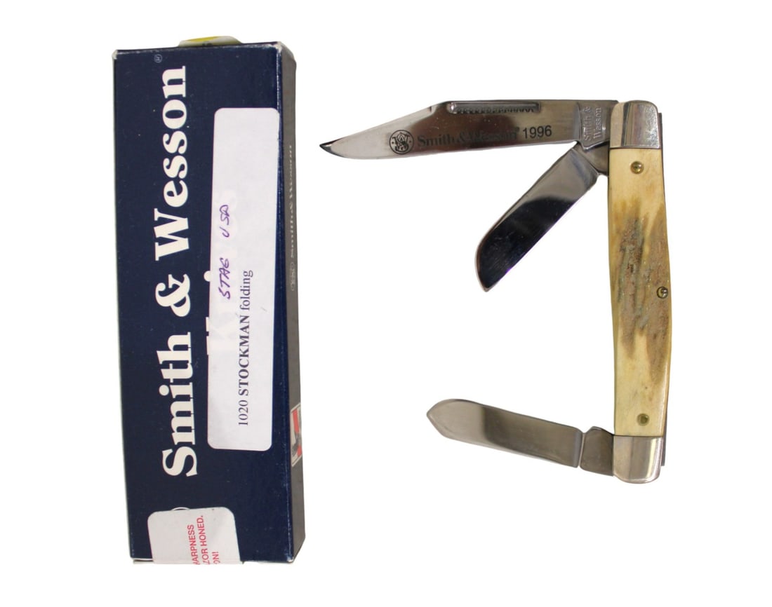 Smith & Wesson 1020 Stockman Stag Folding Knife, USA (1 of 2)