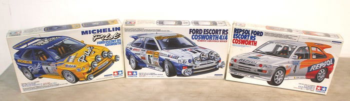 3 unopened 1/24 scale Tamiya models, Michelin Pilot ford Escort RS Cosworth, Ford Escort RS Cosworth