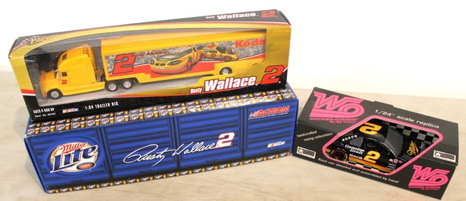 3 diecast cars: 1/24 scale replica Wooden-Oodens by Bo Cable, Rusty Wallace Winners Circle Rusty