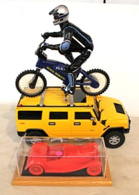 Lot of 3 Plastic Toys: Slammer FLX Fast Lane 68 BMX Biker, Hummer by Playmate, Plastic Model Car in