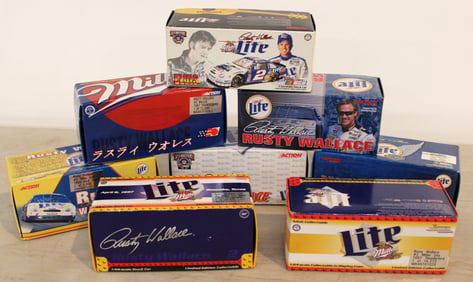 8 Nascar Miller and Miller Lite collectible cars in boxes