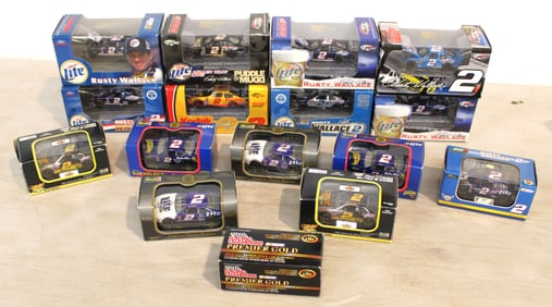 17 assorted Nascar collectible cars in original packaging, Racing Champions, Actions, Revell and