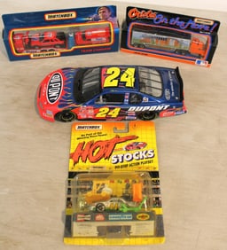 Assortment of 4 Stock Car Collectibles, diecast, Matchbox and other