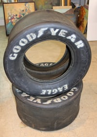 Pair of Nascar signed used tires by Rusty Wallace #2 (make nice coffee table)