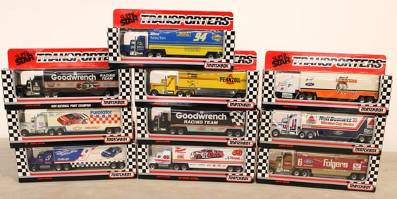 10 Matchbox Super Stars Transporters in unopened original boxes
