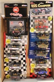 12 Racing Champions mixed cars some with cards and other in unopened original boxes