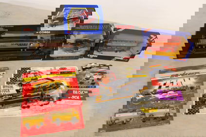 9 mixed lot of die cast Majorette, Racing Champions, Corgi and other in unopened original packages