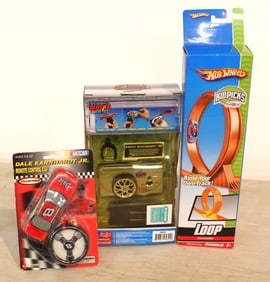 3 pc lot: 2 Remote control cars and Hot Wheels Track loop in unopened packaging