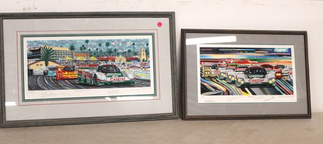 2 Limited Edition framed print 106/125 Fair Grounds Race Track and Top Car 116/120