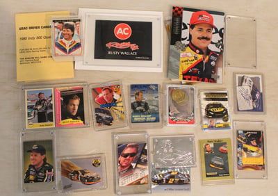 Assorted cards and race memorabilia and racing cards