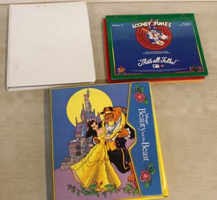 5 pc. Disney Beauty & The Beast Pod album, 2 Looney Tunes Upper Deck Trading cards, Little Mermaid