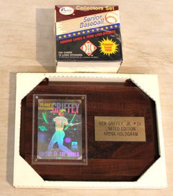 Mixed lot Pacific Trading Cards, Topps, Ken Griffey Plaque with trading card