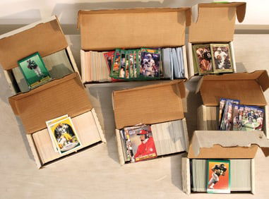 7 boxes of football trading cards