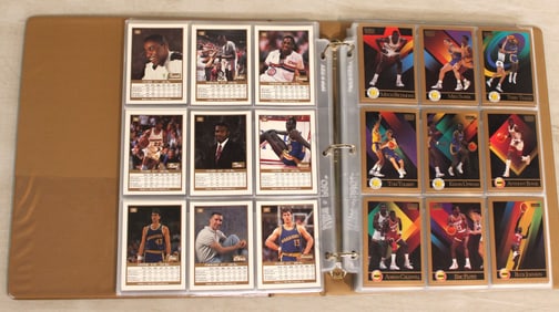 Collector's album of basketball trading cards