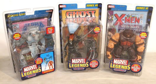 3 Marvel Action figures with Comics in original packaging