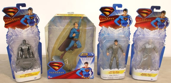 4 Superman Action figures in original packaging