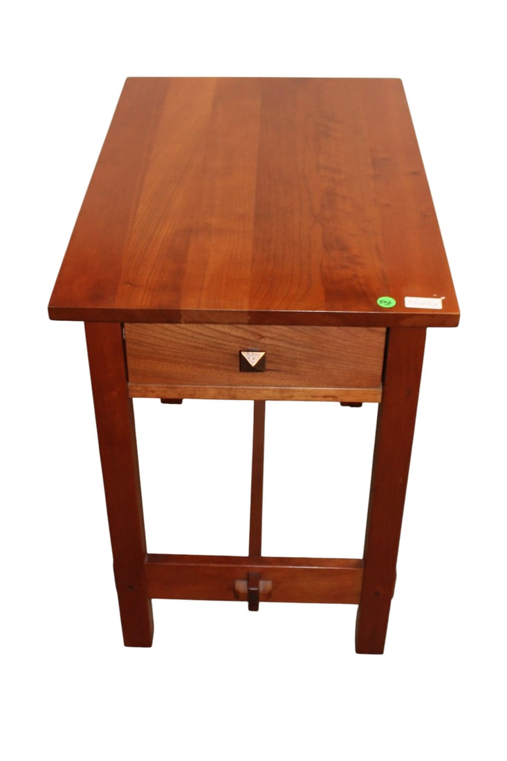 Stickley solid cherry one drawer stand: Stickley solid cherry one drawer stand, structurally sound and in good condition, original finish. 24"h x 17"w x 26"d