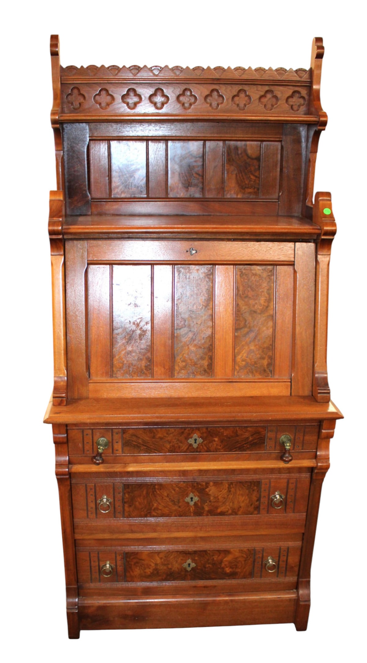 Beautiful antique walnut two tone slant front desk: Beautiful antique walnut two tone slant front desk, structurally sound and in good condition for age. 65"h x 30"w x 18"d