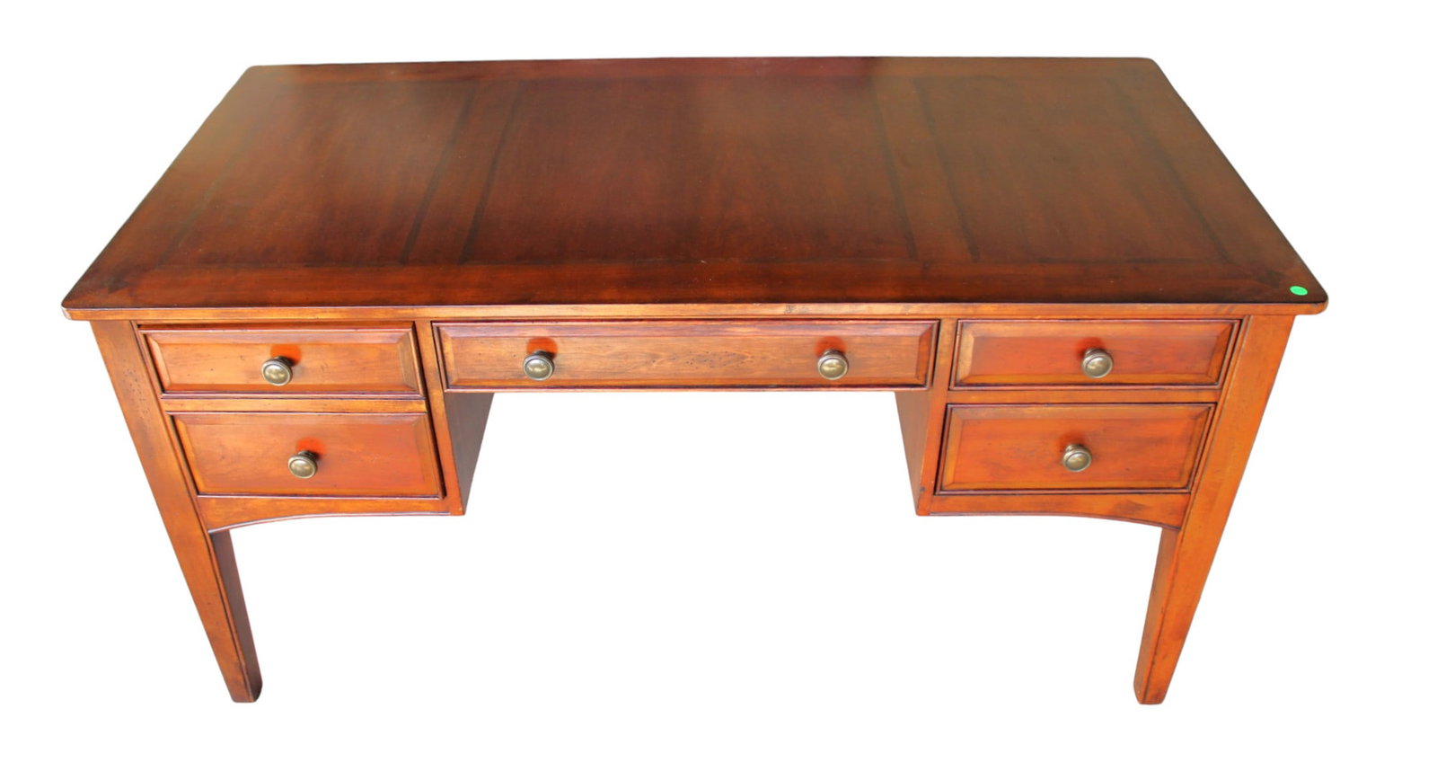 Hooker Seven Seas Collection cherry desk with bow tie accents: Hooker Furniture Seven Seas Collection cherry desk with bow tie accents, structurally sound and in good condition with original finish, some slight wear on top, see photos. 30.5"h x 60"w x 30"d