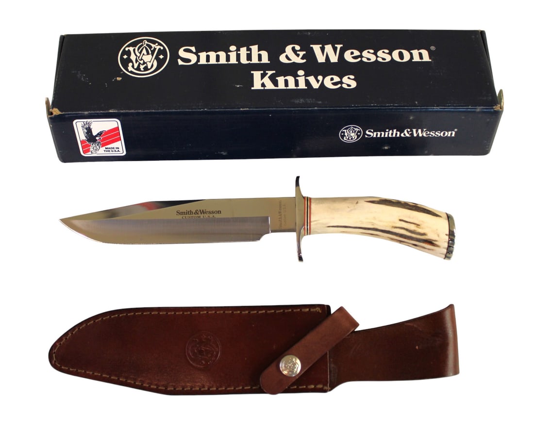S&W Knife SW-1 custom stag, NIB, USA: Smith and Wesson Knife SW-1 custom stag, New in box made in USA