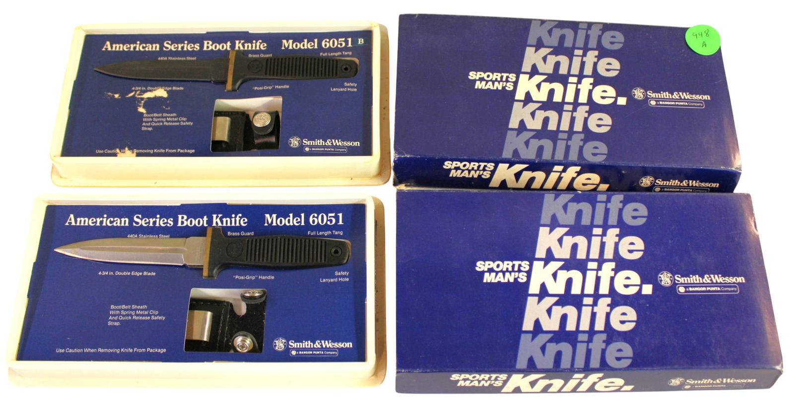 2 Vintage S&W knives Amer. series boot knife 6051: 2 Vintage Smith and Wesson knives in boxes American series boot knife 6051