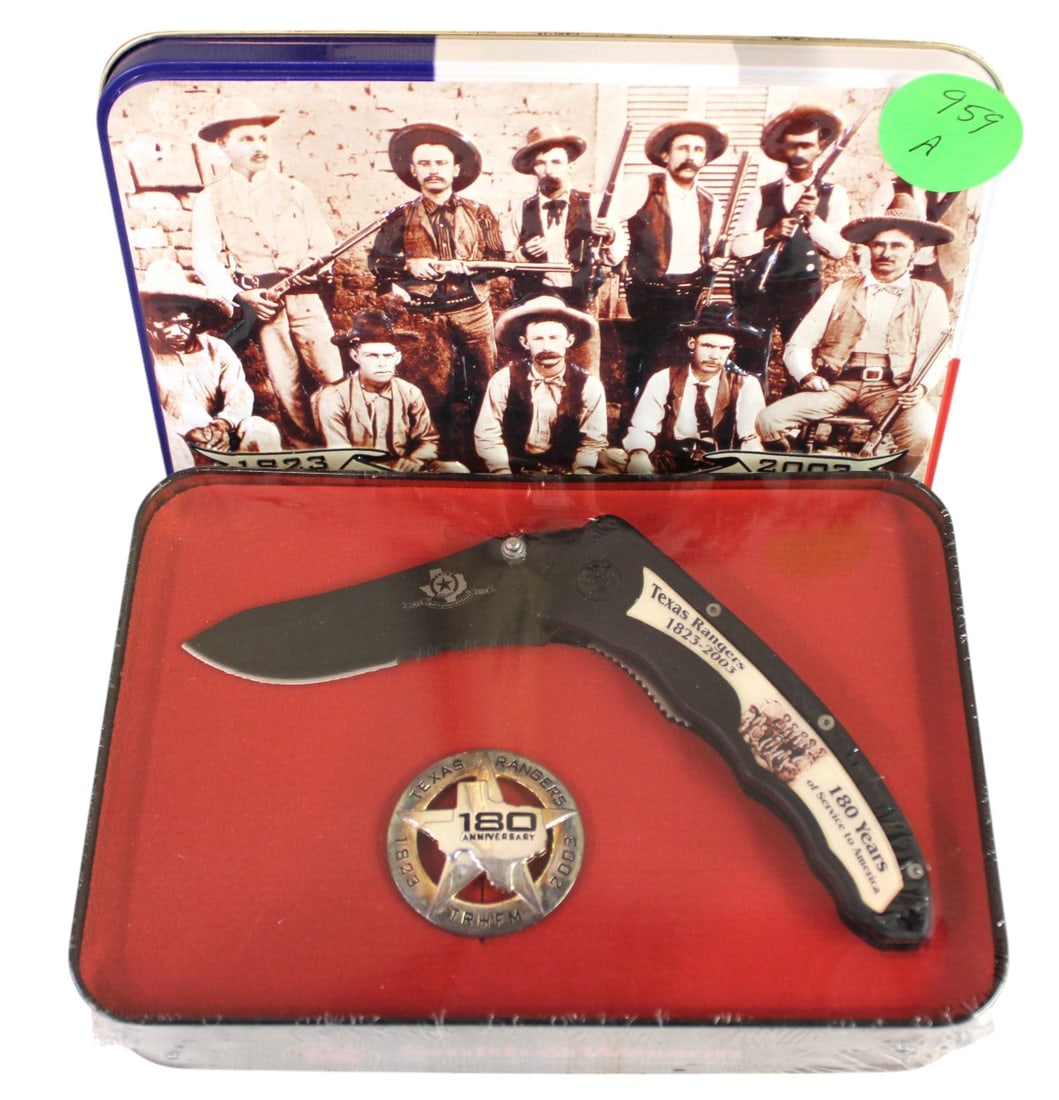 New S&W Texas Ranger 180 Anniv. knife set in collector tin gift set: New Smith and Wesson Texas Ranger 180 Anniversary knife set in collector tin - new - gift set