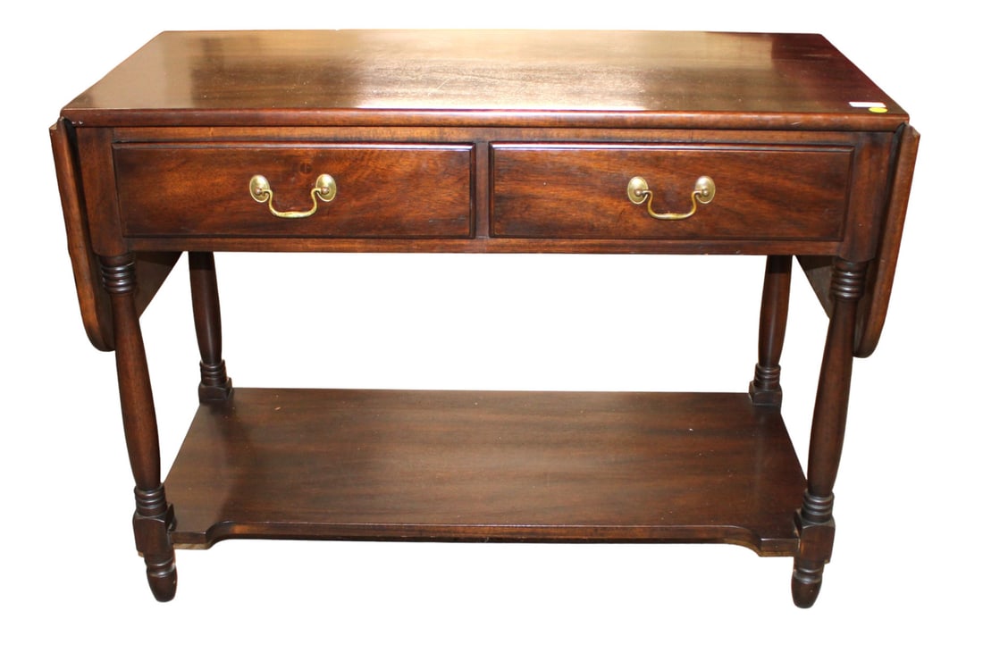 Henkel Harris drop leaf 2 drawer solid mahogany server (1 of 7)