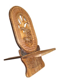 Unique 2 part zebra carved teak chair believe South African