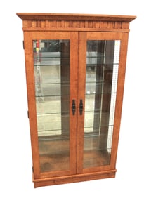 Mission oak 2 door mirror back display cabinet