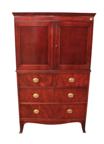 Quality semi antique burl mahogany gentleman's chest