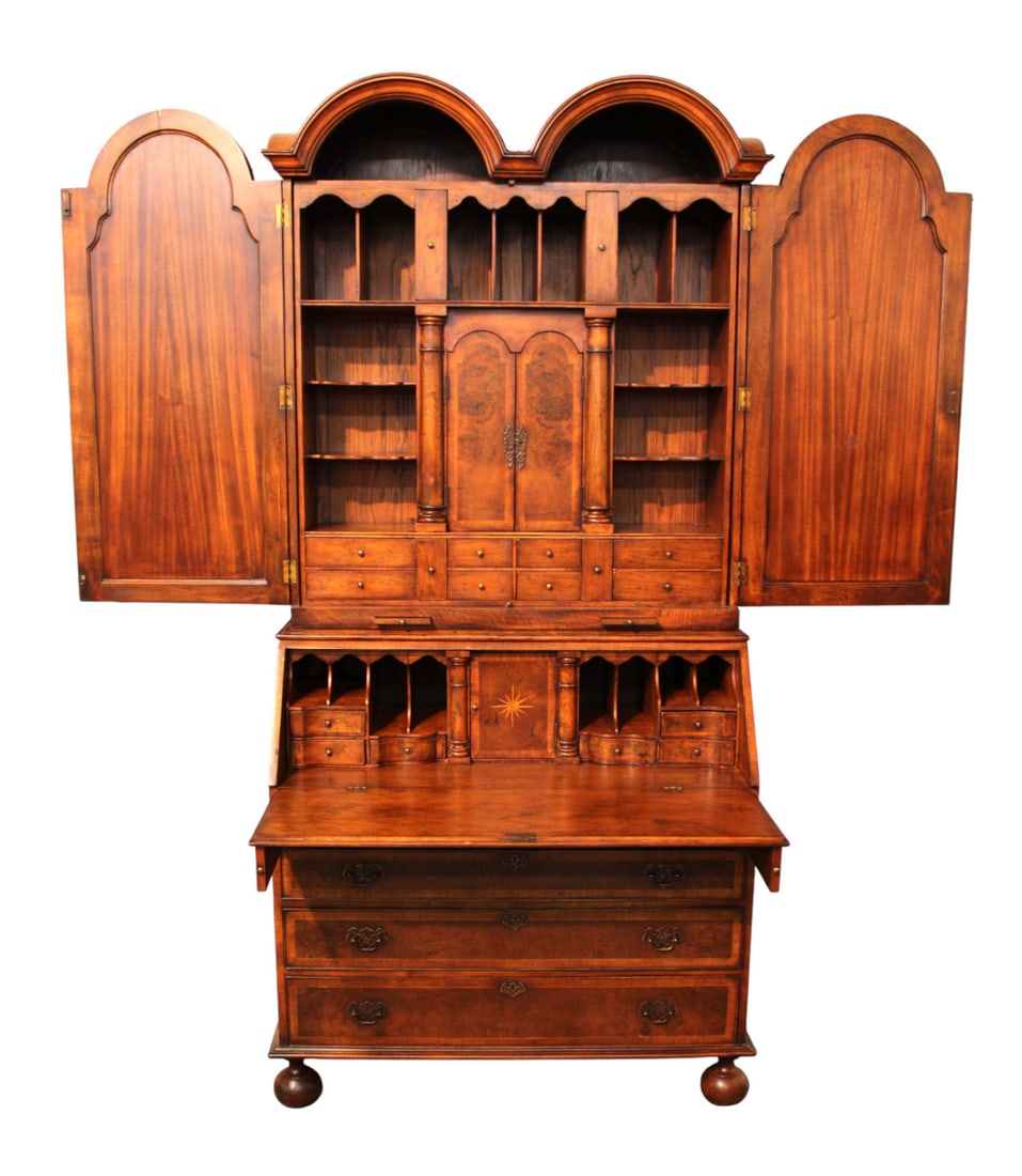 Awesome burl walnut secretary has fitted interior and full double bonnet (1 of 19)