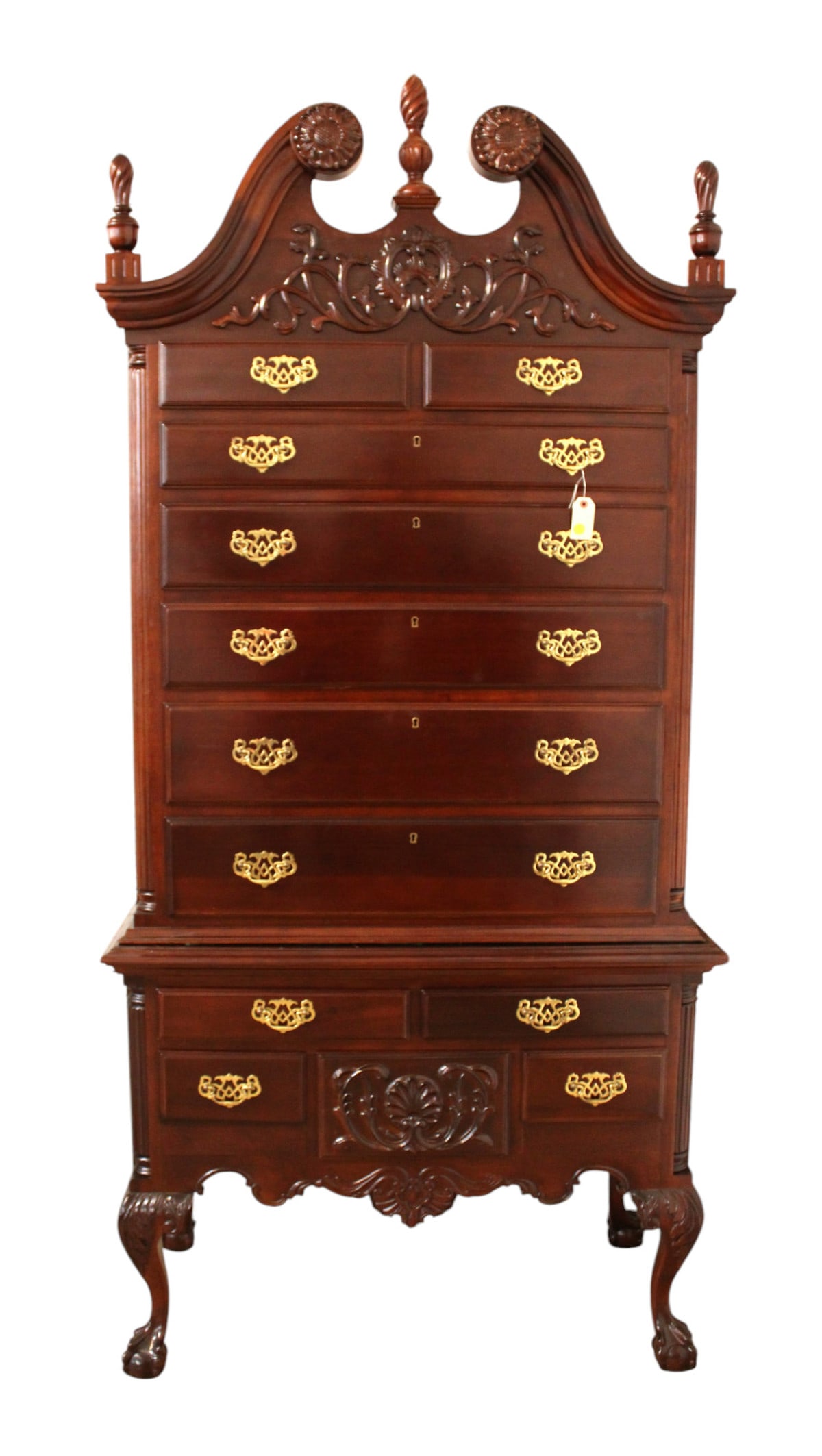 Quality solid mahogany carved and ornate 13 drawer high boy (1 of 9)