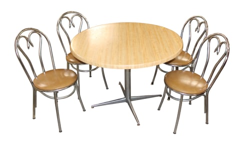 Vintage 5 piece butcher block top style 42" breakfast dining set