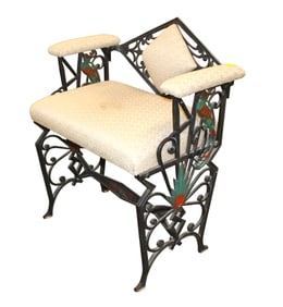 Cast iron double arm bench with parrot side base manner Oscar Bach