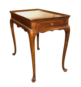 Drexel solid cherry queen anne tea table with pull outs