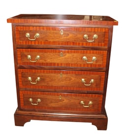 Quality petite burl walnut and mahogany banded chest