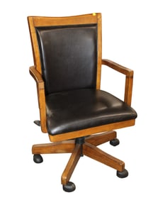 Leather style and walnut adjustable office chair