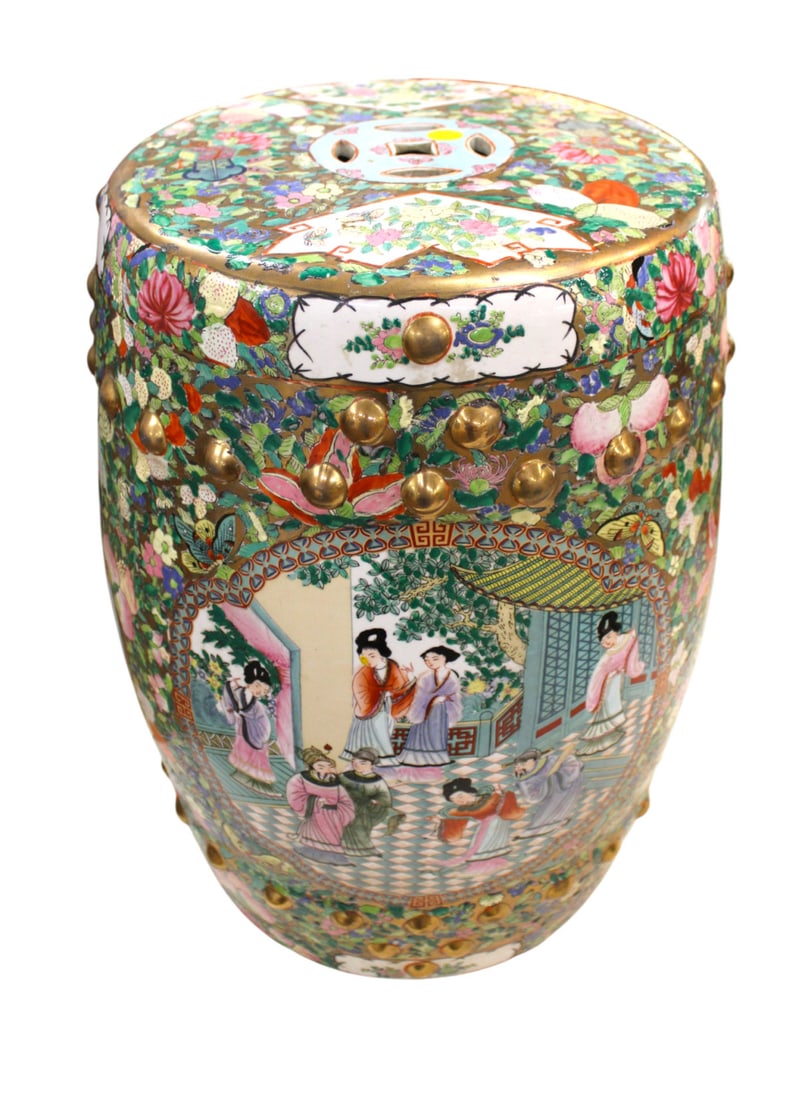Chinese porcelain decorated garden stool (1 of 4)