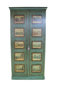 Decorator cupboard with Currier and Ives scenes