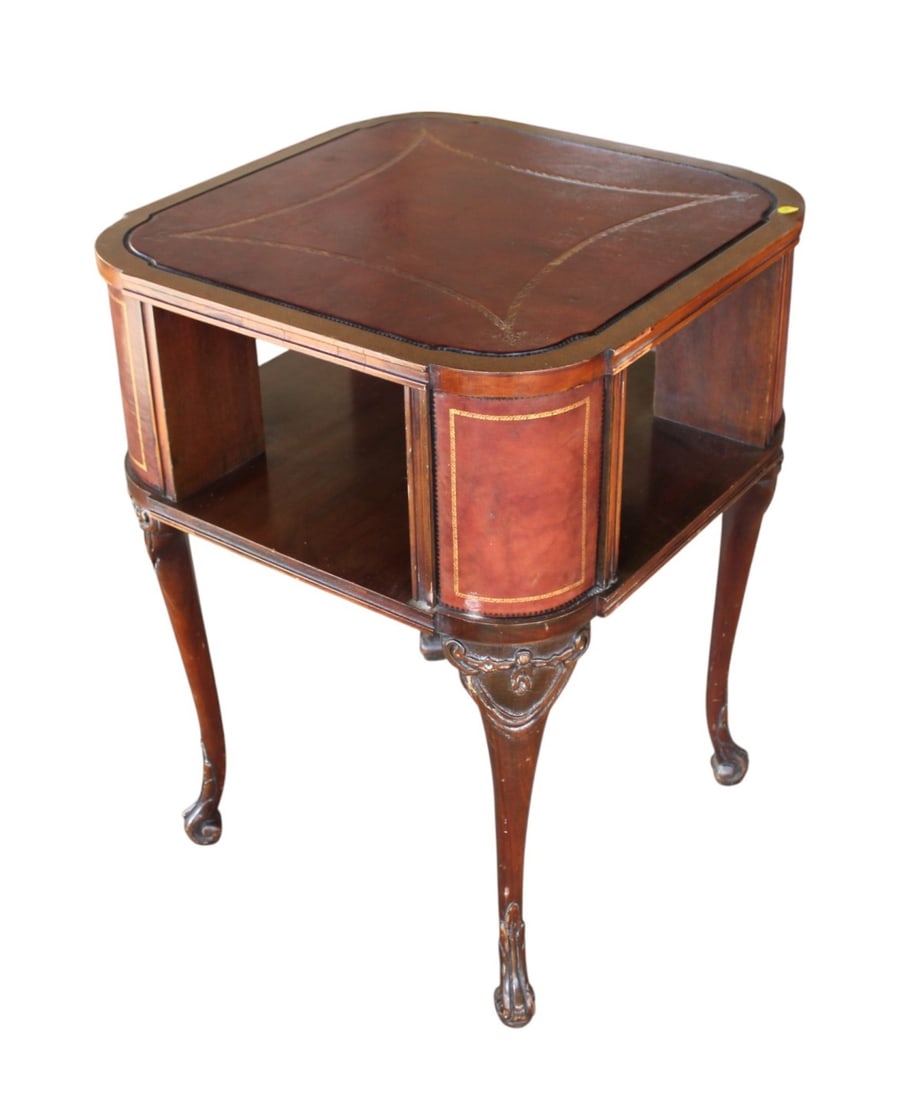 Vintage mahogany leather top side table (1 of 4)