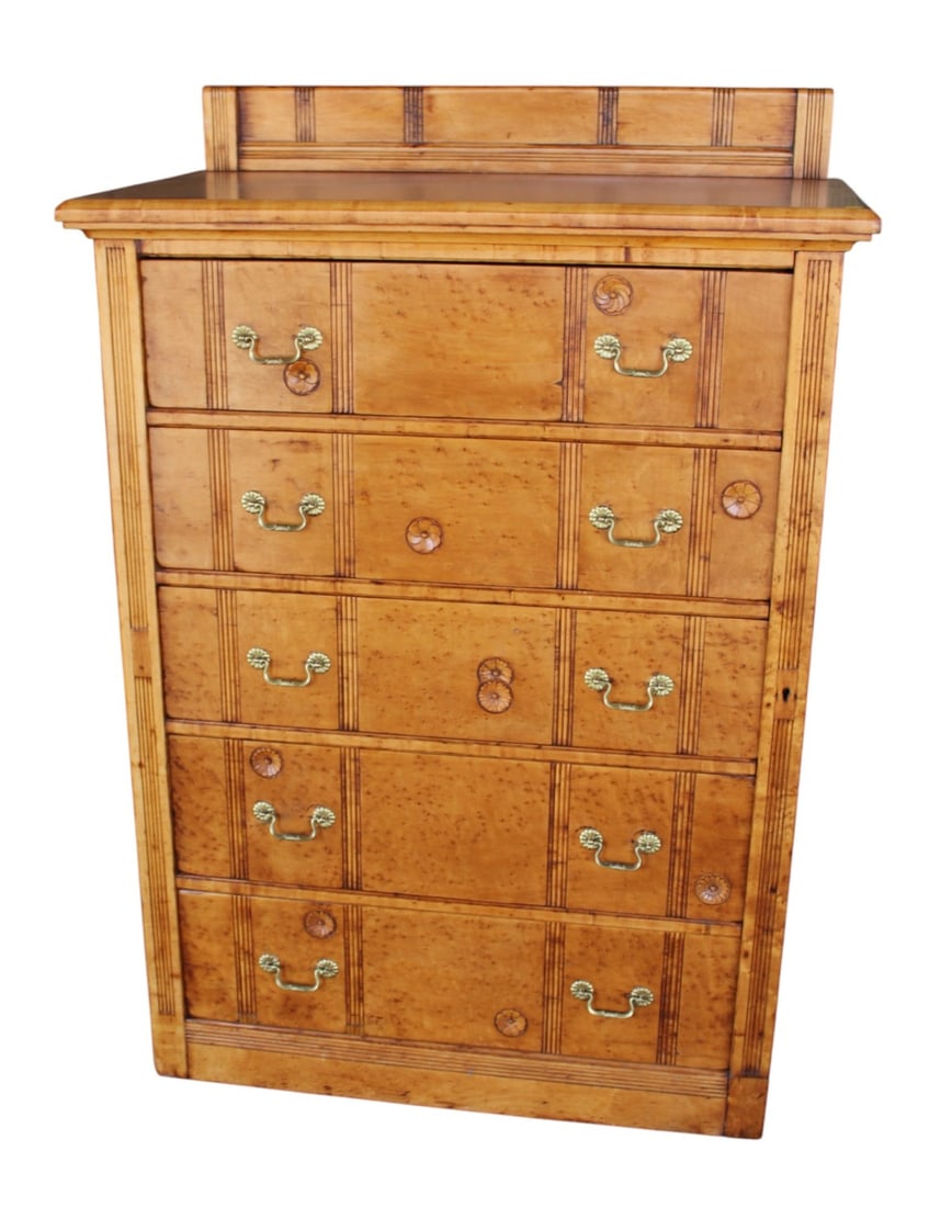 Beautiful antique birdseye maple lockside high chest with splash (1 of 9)