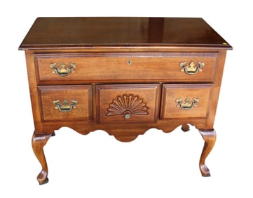 Vintage American Drew queen anne walnut finish low boy