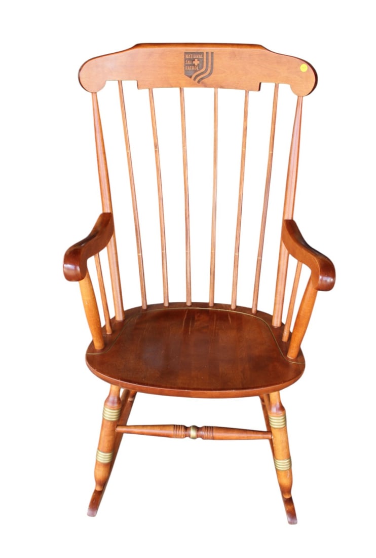 Windsor rocking chair embossed with National Ski Patrol (1 of 5)