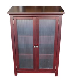 Contemporary mahogany 2 door glass front cabinet