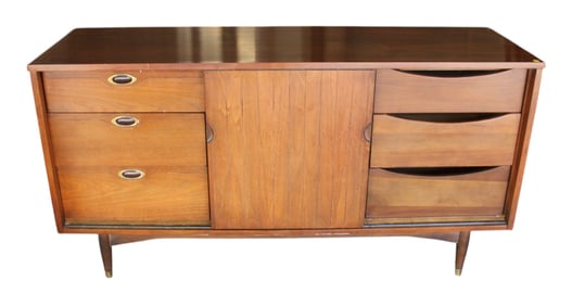 Mid Century Hooker Mainline walnut fitted low chest with sliding door