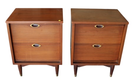 Pair Mid Century Hooker Furniture Mainline walnut nightstands
