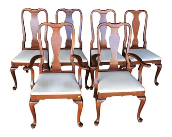 Set 6 vintage American Drew QA solid cherry dining chairs